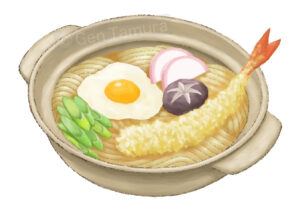 鍋焼きうどん　うどん　イラスト　ストックイラスト　讃岐うどん　さぬきうどん　香川県　PIXTA